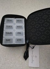 Vera Bradley Travel Pill Case Organizer-Classic Navy Microfiber-Adjustable Case