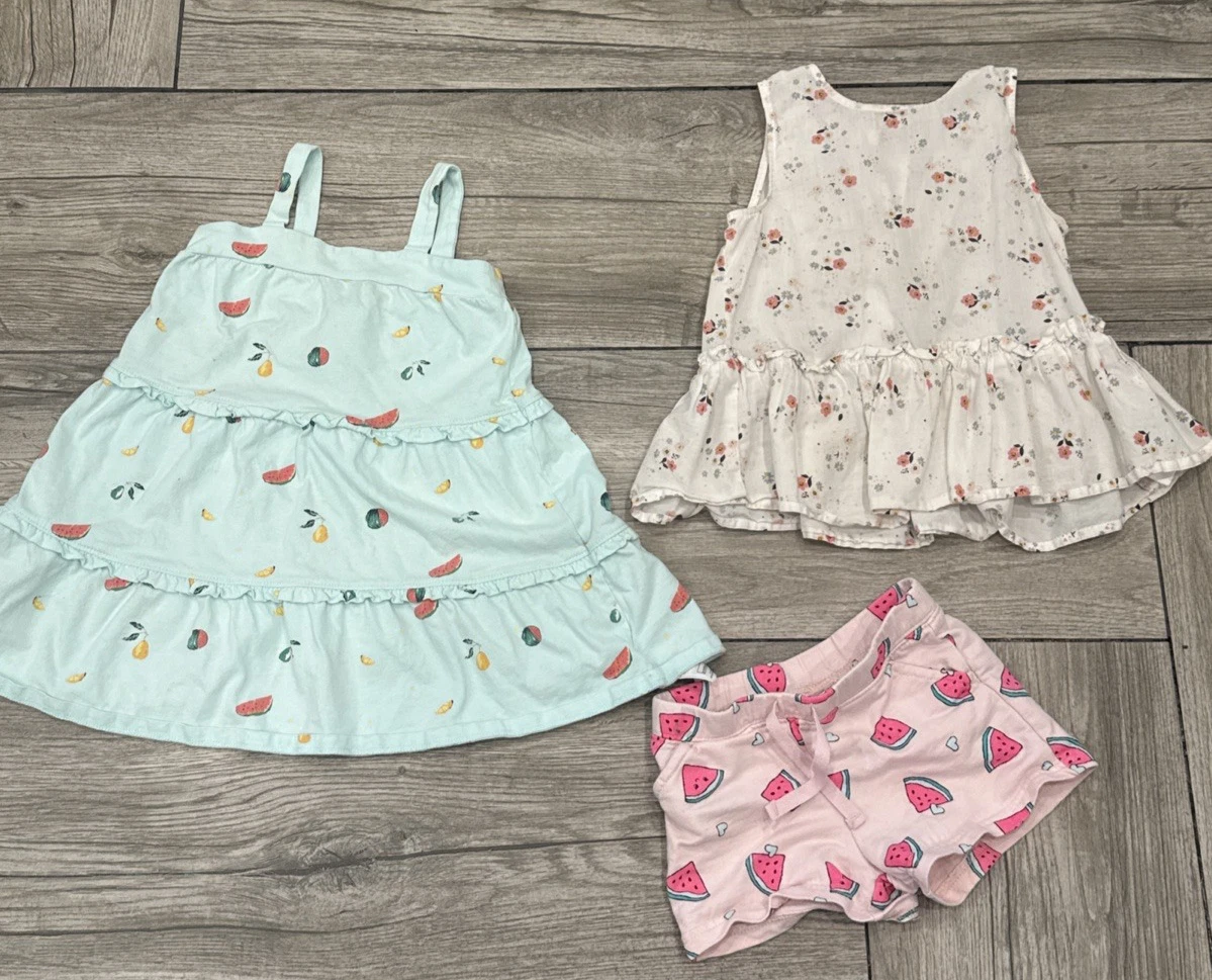 Lot of 3 Size 3T Baby Gap H&M Dresses & Carter's watermelon shorts Play Clothes