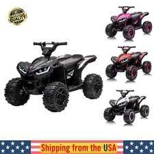 12V Ride On ATV LED Lights Electric Cars for Kids 3-8 Toddler w/ Remote Control