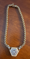 Vintage SAL Swarovski Necklace Pendant Goldplated Geometric Octagon Chunky