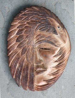 Vintage Jim Bell Alaska Artist Native Miniature Carved Eagle Man Face Mask