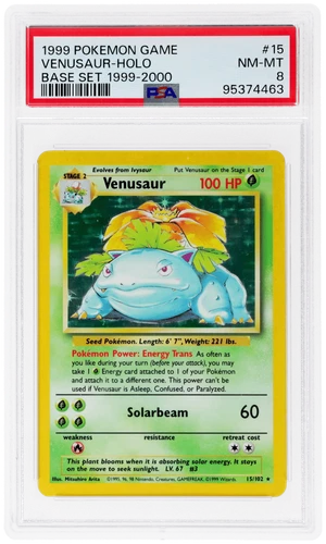 1999 Pokemon Game Venusaur Holo Base Set 1999-2000 #15 PSA 8