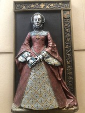 Vintage Marcus Design QUEEN ELIZABETH-DH Morton antique wall plaque- Handpainted