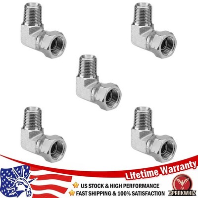 5x 90 Degree Elbow Hydraulic Swivel Fittings: 3/8'' NPTF Male x 3/8'' NPSM Female
