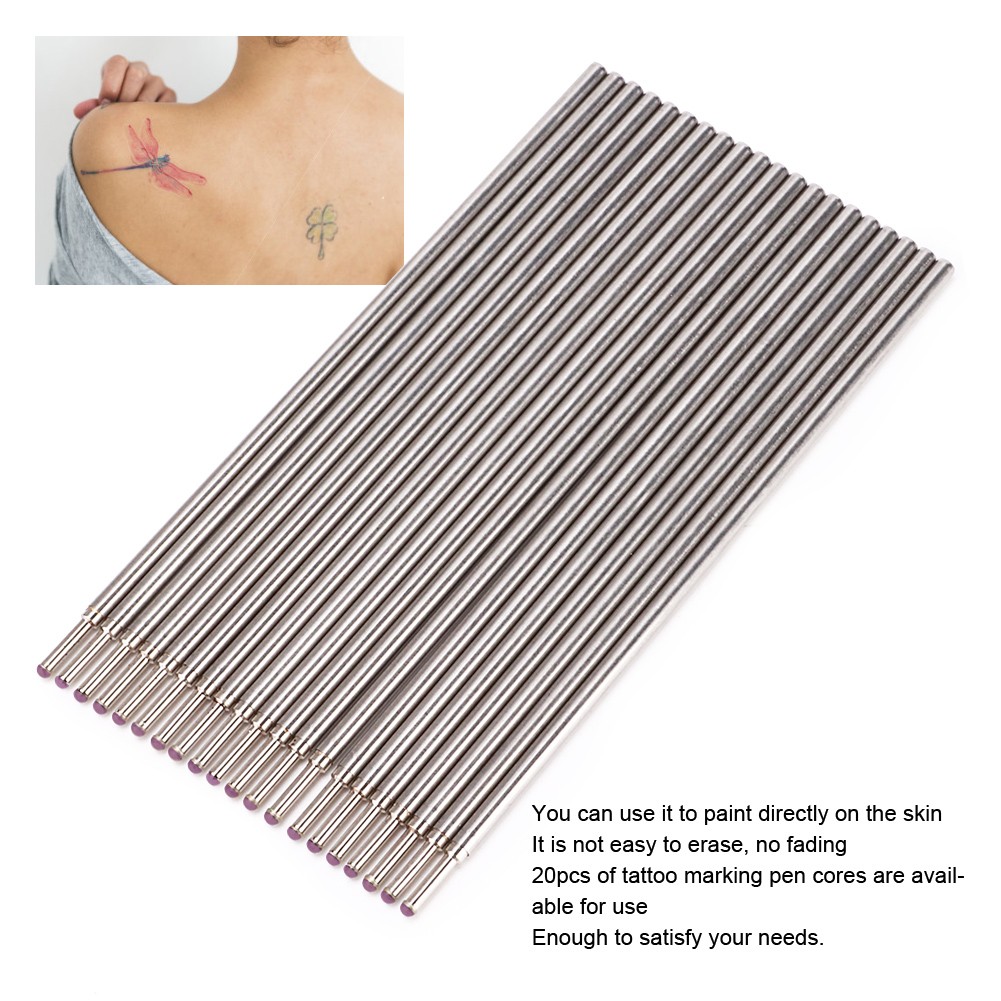 20pcs Tattoo Skin Marker Pen Cores Microblading Marking Pen Refill Acc Purple