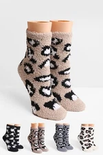 6 Pairs ScarvesMe Women's Soft Fuzzy Winter Leopard Color Ankle Socks