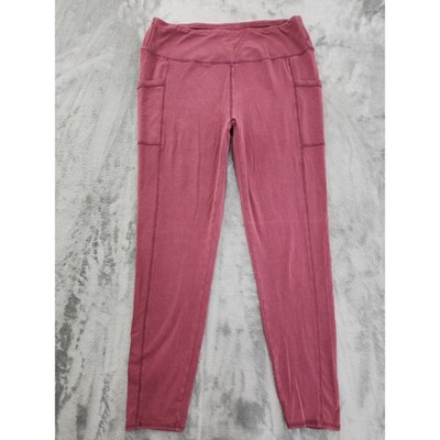 Maurices High Rise Ankle Leggings Size L Reg Dark Pink Pockets Workout Gym Yoga
