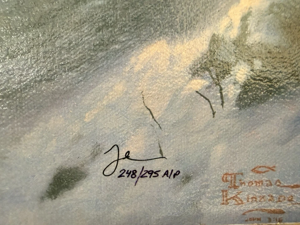 Thomas Kinkade Sunday Evening Sleigh Ride Rare Signed Artist Proof On Canvas COA - Image 4 of 4