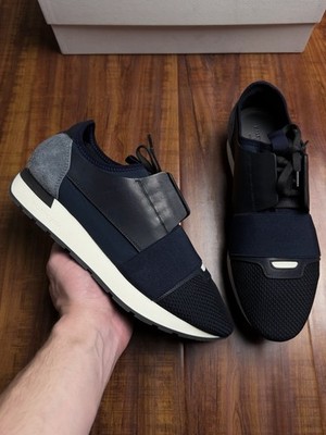 Balenciaga Race Runner Navy Blue White Black Mens Sneakers - Size 41B 8US