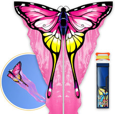Tulle Butterfly Pink Kite  Extremely Easy to Fly, Perfect Beach Kites for Family