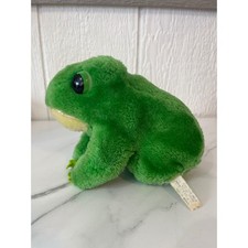 VINTAGE Eden Toys Inc Green Plush Frog Stuffed Animal Toy Made in Korea