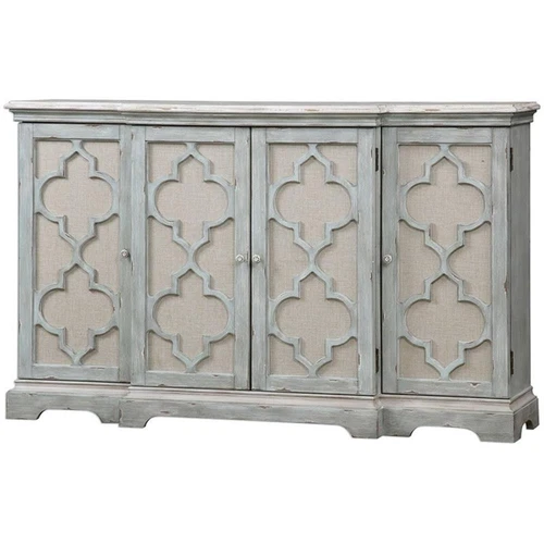 Uttermost Sophie 4-Door Transitional Wood Cabinet in Weathered Gray/Light Tan - Picture 1 of 12