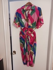 Shein Women's Multicolor  Spectacular Midi Length Short Sleeve  Dress Size M