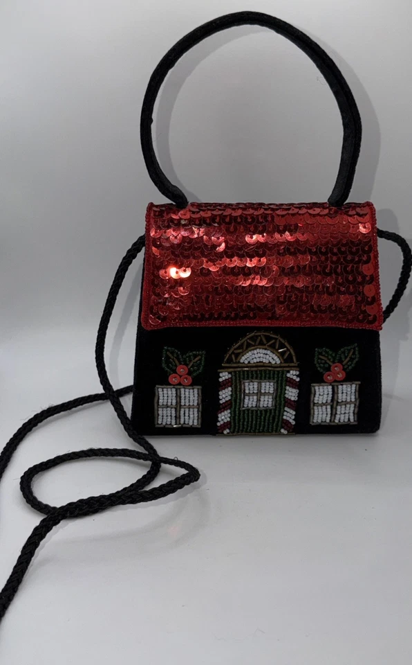 NIÑAS CASA DE VACACIONES PARA NAVIDAD MONEDERO LENTEJUELAS ROJAS Y CUENTAS SUPER LINDO ACCESORIO Foto 2 de 4