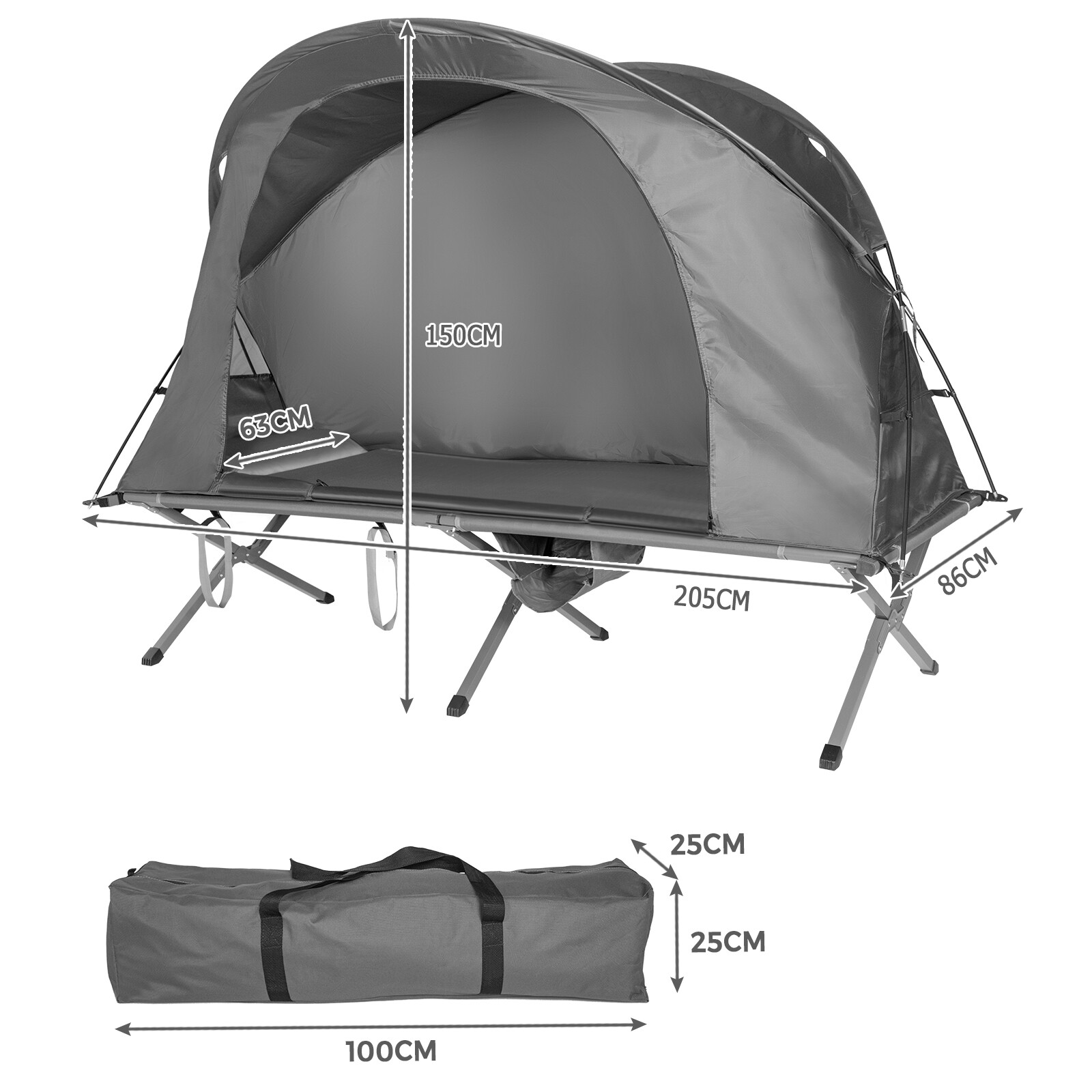 4In1 Portable Camping Cot Tent Elevated Tent Bed Automatic Inflatable