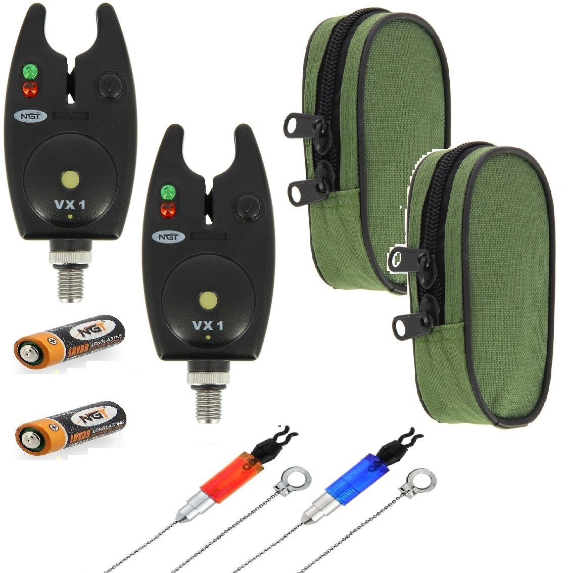 2 x  Electronic Carp Fishing Bite Alarms & Bobbins ,Indicators For Rod Pod
