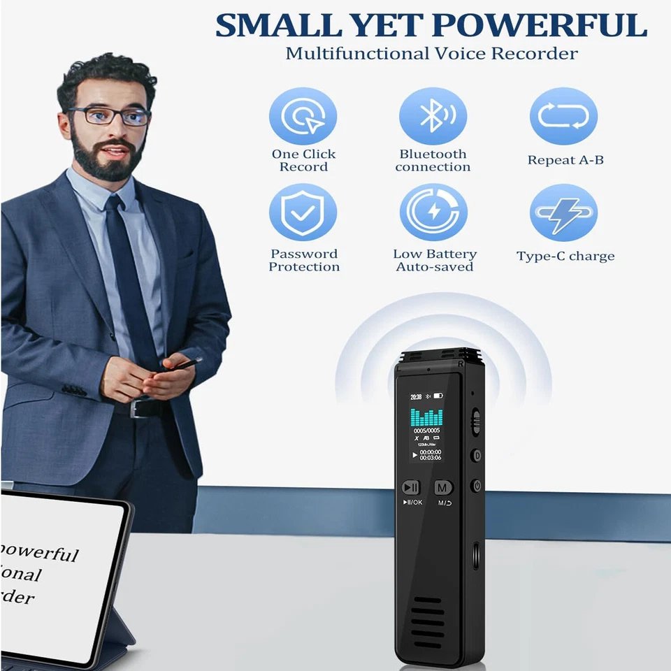 Digital Voice Recorder Bluetooth Voice Activated Recorder for Lectures Meetings - Image 3 of 4