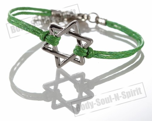 7 VERDES Estrella de David Cordel Pulseras Cabalá Judaica Amuleto de la Suerte Joyería - Imagen 2 de 2