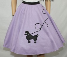 5 PC Lavender FELT 50's Poodle Skirt Adult Size Small Waist 25"-31"