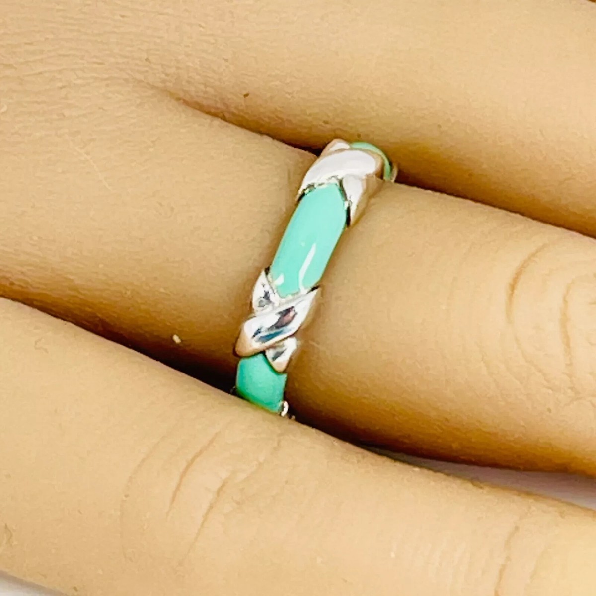 Tiffany & Co. シルバー 2トーンリング Tiffany & Co. Blue Enamel Signature X Ring 925 Silver US size 4.5