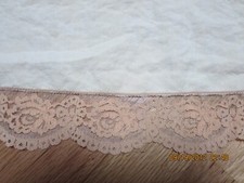 VINTAGE HAND EMBROIDERED TABLECLOTH--60" X 80"--LACE ALL AROUND-- T 11-17