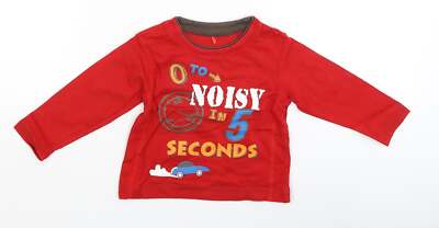 George Baby rotes Baumwollmischung T-Shirt Größe 6-9 Monate 0 bis laut in