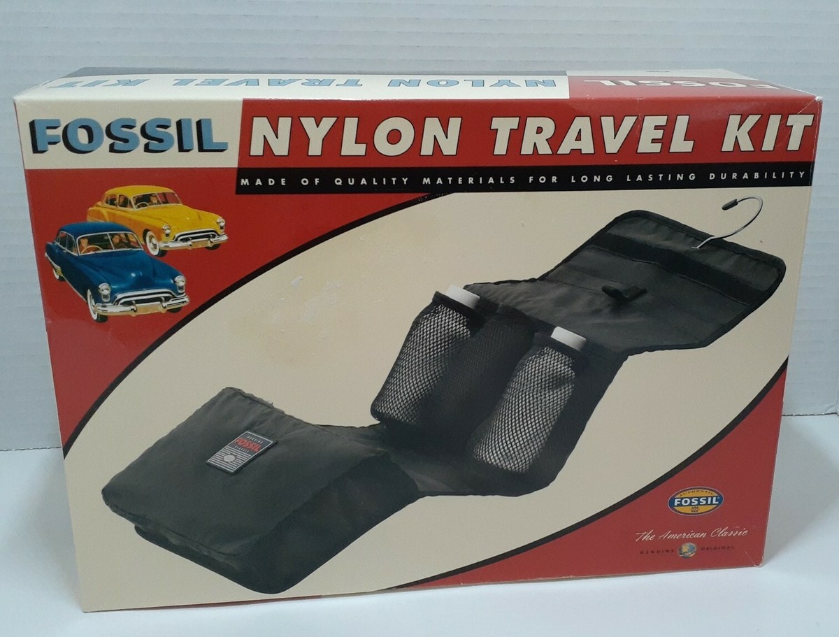 FOSSIL Toiletry NYLON TRAVEL KIT Hanging Black Organizer Luggage 