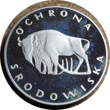 elf Poland 100 Zlotych 1977 Silver Proof  European Buffalo  030
