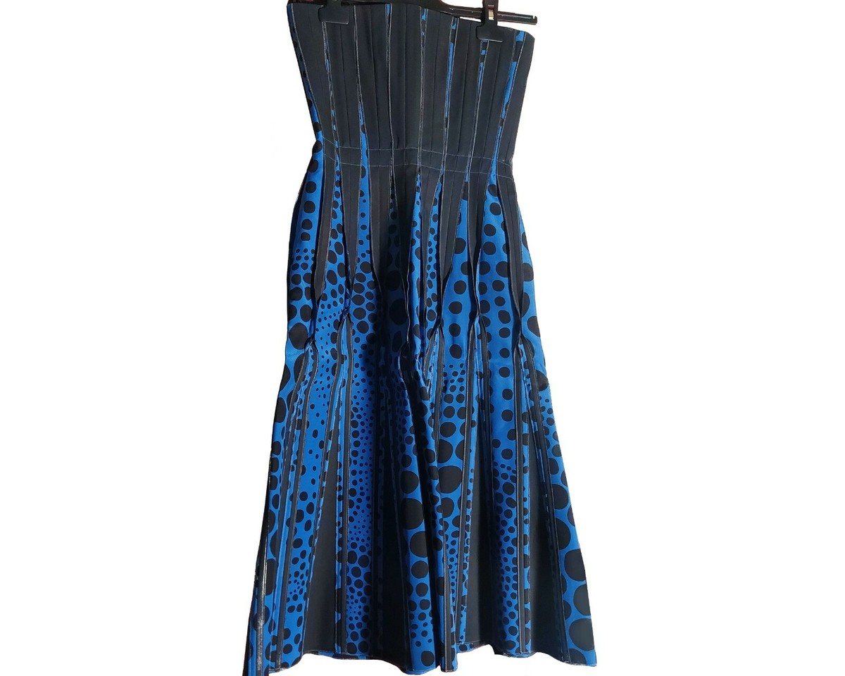 Bottega Veneta Strapless Graphic Print Blue/Black Women Size Bottega Veneta Strapless Graphic Print Blue/Black Women Size