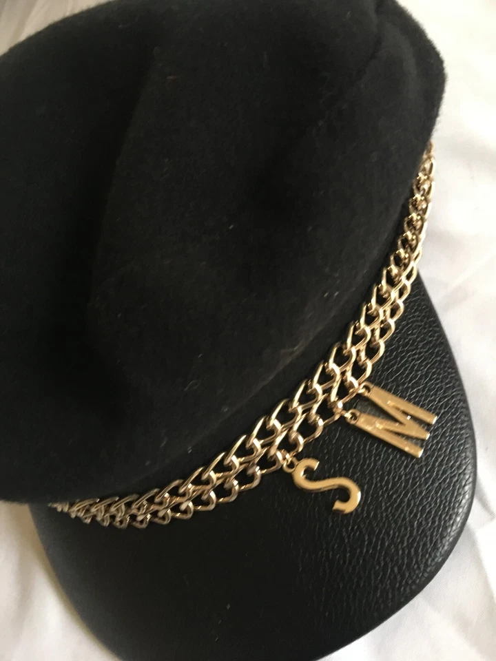 Sombrero de periodista STEVE MADDEN conductor negro Baker Boy con visera de cuero sintético Foto 3 de 4