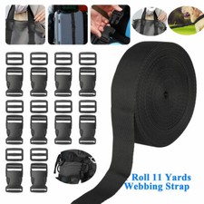 Lots 25mm Black Plastic Flat Side Quick Release Buckle 11 Yards Webbing Strap