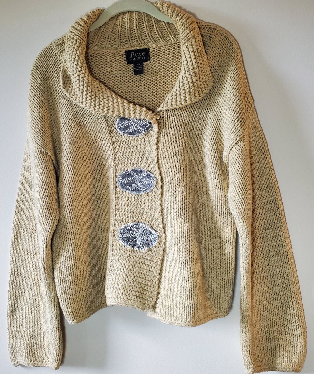 Pure Handknit Spa Green Knit Cardigan Sweater Size XS/S Pure Handknit Spa Green Knit Cardigan Sweater Size XS/S