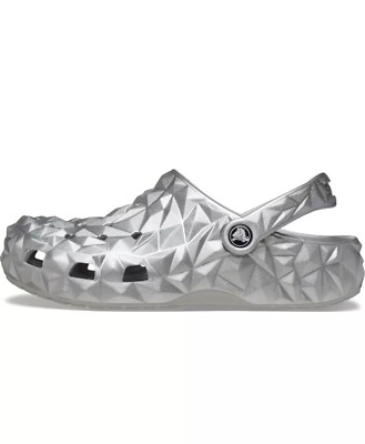 Crocs Metallic Geometric Silver Classic Clogs Unisex, Brand