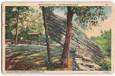 Postcard 1937 Pennsylvania Has - The Balanced Rock, Trough Creek VTG VPC02.