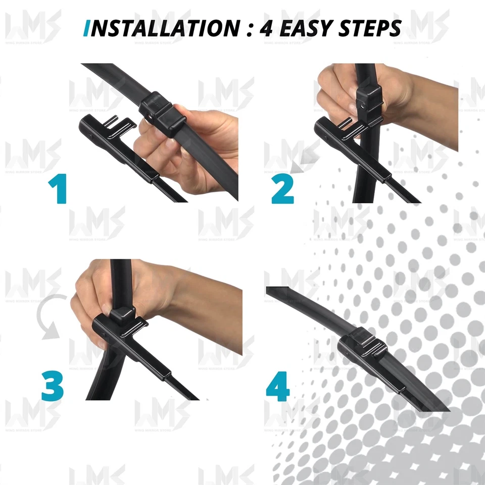 For VW Golf mk4 02-04 (side pin) Front Windscreen 21" 19" Flat Aero Wiper Blades - Image 4 of 4