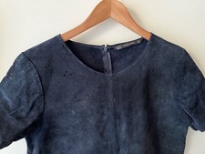 Zara Top Size M 8-10 Suede Leather Short Sleeve Boxy T-Shirt Formal Occasion