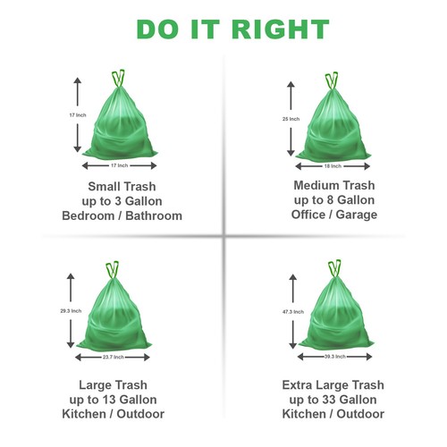 Trash Bags 100% Compostable Durable Garbage Bags 3, 8, 13 & 30 Gallon 0.67 Mil - Picture 3 of 23