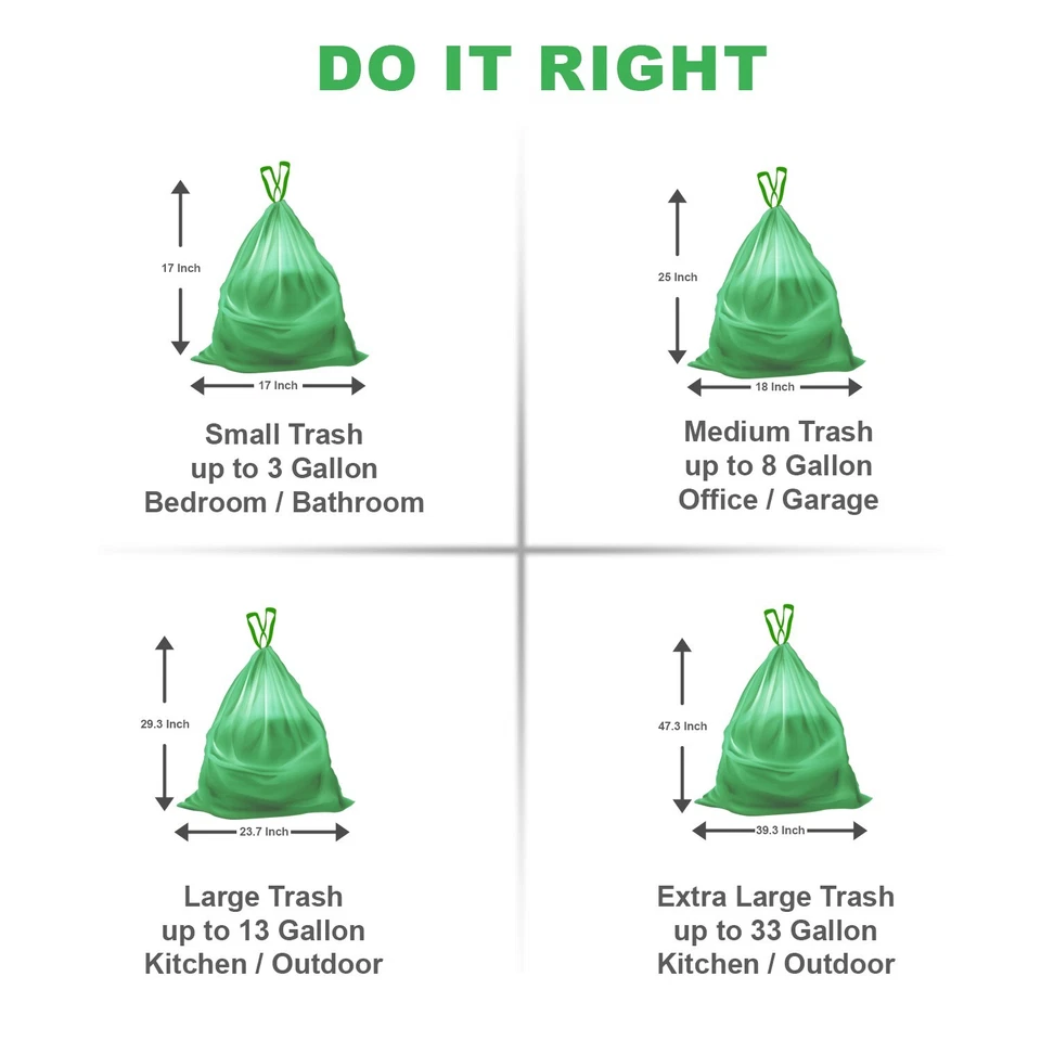 Trash Bags 100% Compostable Durable Garbage Bags 3, 8, 13 & 30 Gallon 0.67 Mil - Image 3 of 4