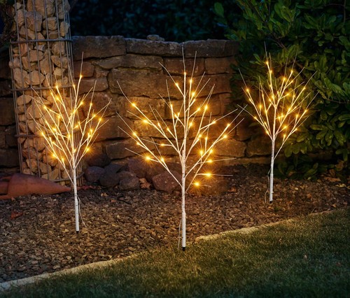 3er Set LED Lichterzweig Lichterstrauch Lichterbaum BirkenbaumOptik