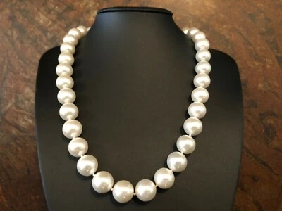 Muschelkernperlen Collier Kette Länge 51 cm ! Perlen WHITE ca 14 mm ! - Bild 1 von 2