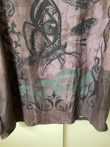 Shein Romwe Butterfly Drop Shoulder Tshirt Top Size M 10 Plum Brown Fairycore - Picture 6 of 9