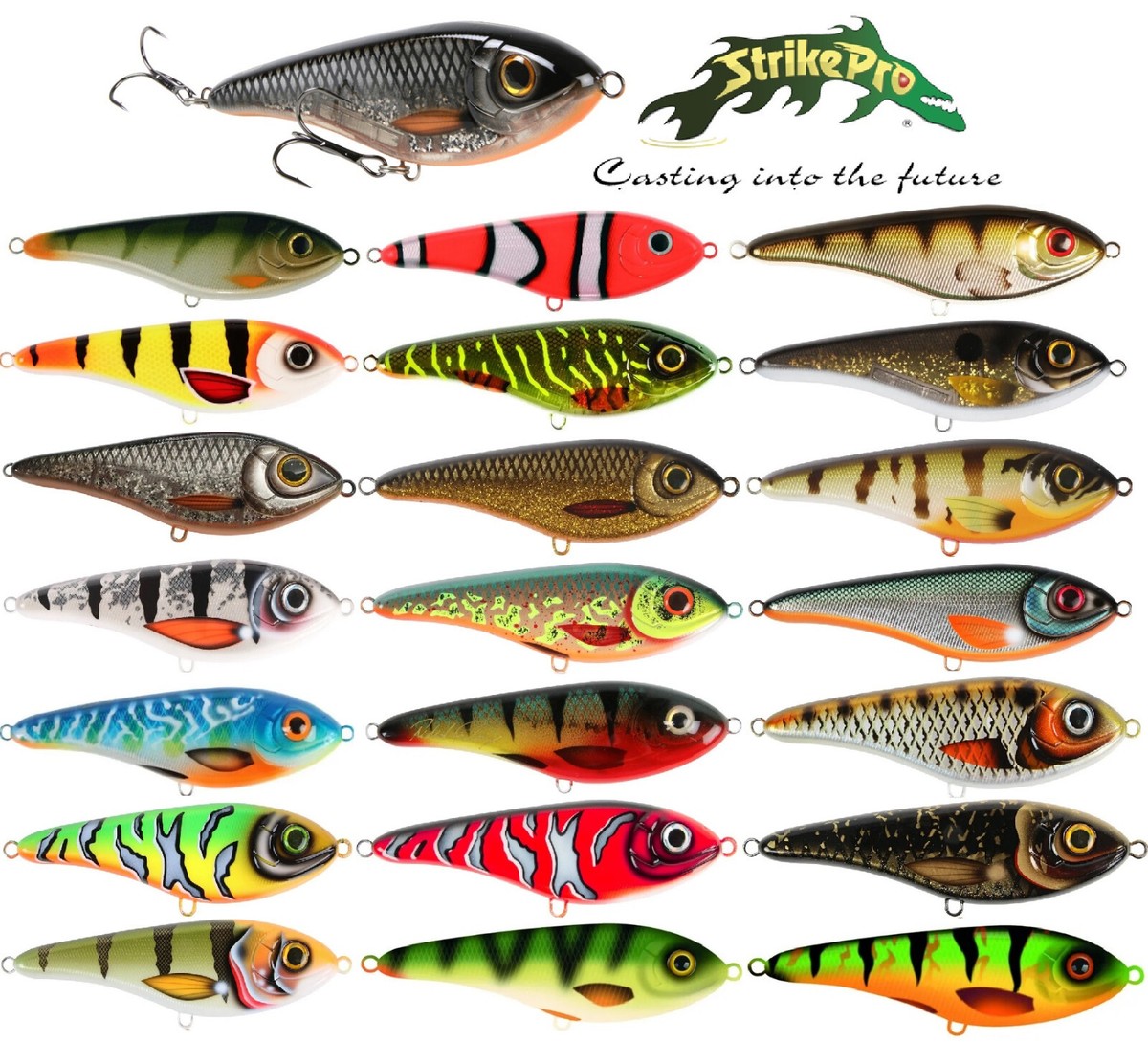 Leurre Buster Jerk Original Strike Pro - 15 Cm, 75 G - Leurre Coulissant, Jerkbait, Twitchbait - Pour Pêche Carnassier
