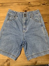 Vtg 80s Forenza NO WAIST BAND Blue Denim Jean Shorts Rivets. Pockets. Sz 14 34
