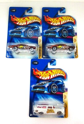 3 New Hot Wheels 2 Cocoa Puffs GTO B3838 and 1 Lucky Charms 8 Crate B3835 2004