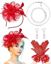5 Pack Fascinators Hat for Women Tea Party Veil Mesh Headband Feather Hat Lace