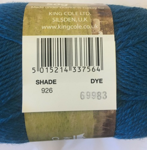 *4 Ply* King Cole MERINO BLEND Knitting Yarn, 50g Ball, PETROL - Picture 2 of 3