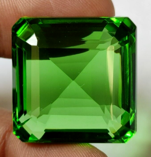 AAA+ 88.70 Ct. Large Green Peridot Square Cut Loose Gemstone Gift for Birthday - Picture 2 of 9