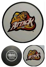 OWEN SOUND ATTACK OFFICIAL OHL HOCKEY PUCK VEGUM MFG. MADE IN SLOVAKIA 