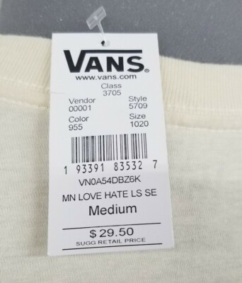 専用ページ11 Vans Love Hate Seed Pearl Men's L/S Crew Neck T-Shirt NWT $29.50