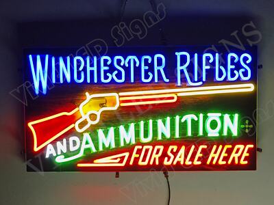 Winchester Rifles And Ammunition 24'' Vivid LED Neon Sign Light Lamp With Dimmer